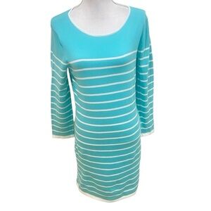 STS sail to Sable striped lightweight knit long sleeves dress mint green medium